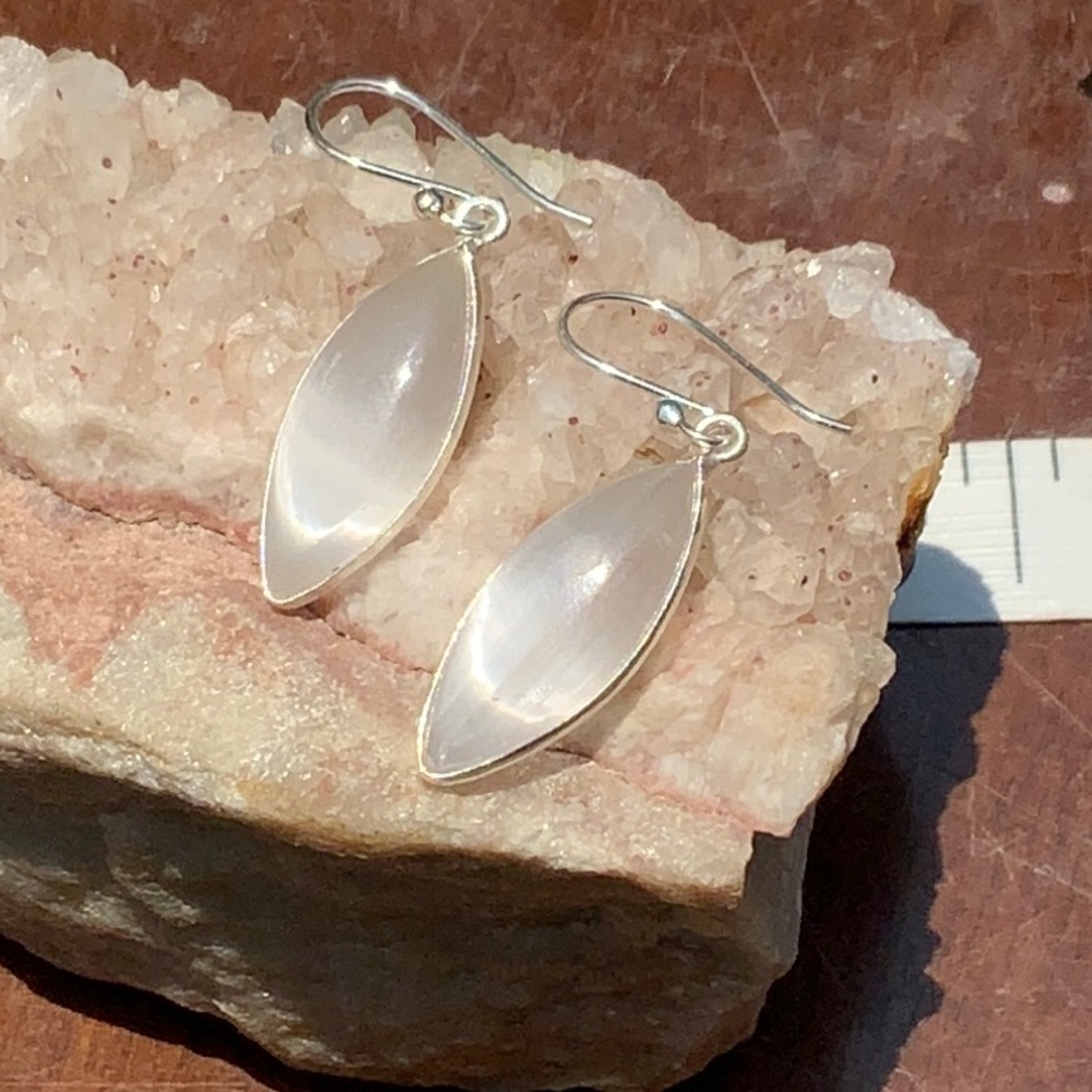 DIVINE LIGHT SELENITE 925 STERLING SILVER EARRINGS